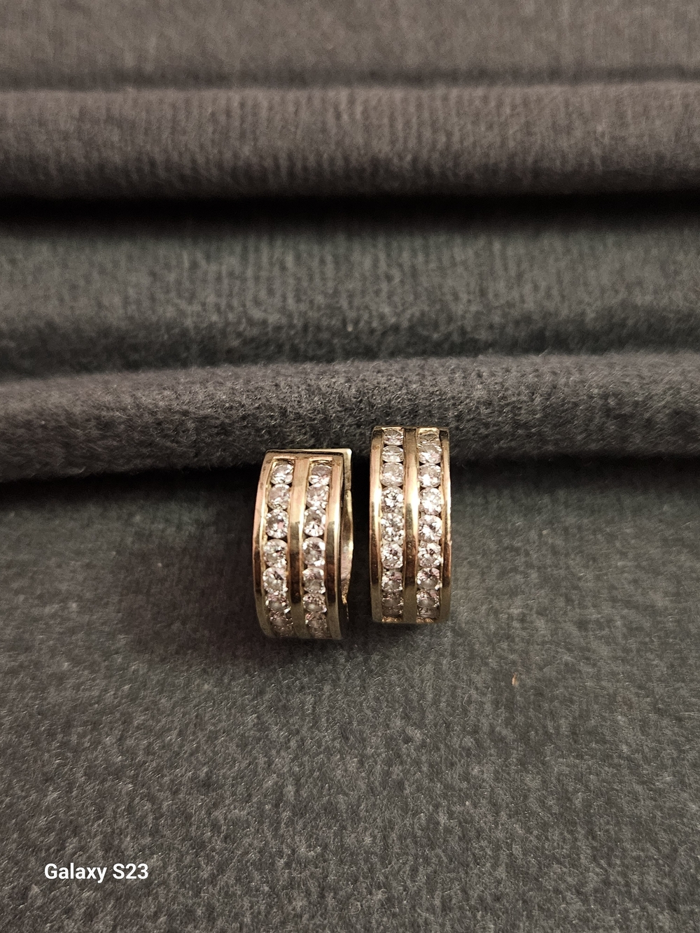 14K White Gold Double-Row Channel-Set Diamond Hoop Earrings